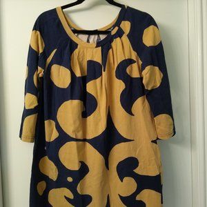 Blue and Beige Large Marimekko Cotton Tunic.